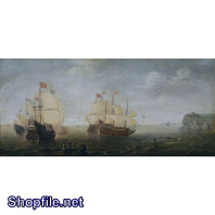 Tranh sơn dầu nước ngoài đoàn thuyền đánh cá